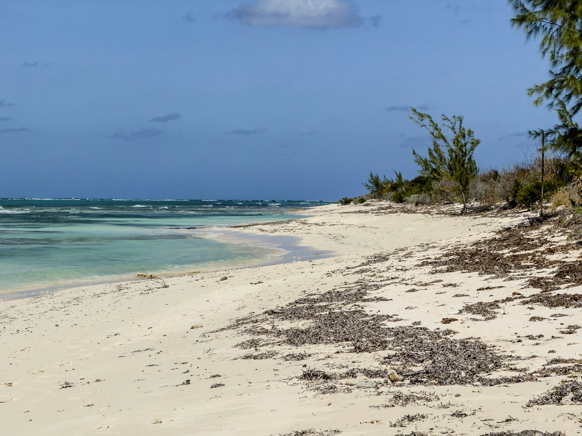 Grand Turk beach with turquoise water and white sand