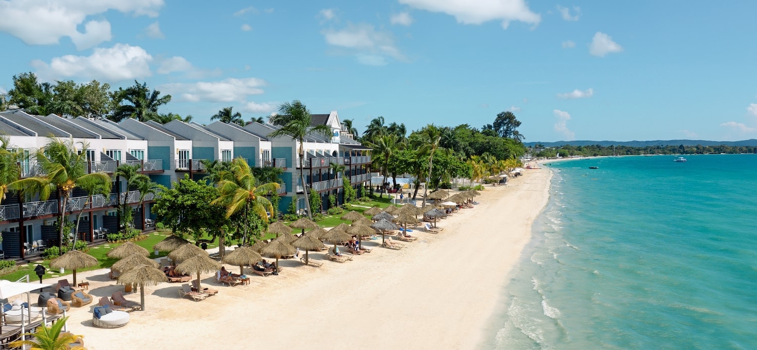 Sandals Negril beach branded image for all-inclusive resort planning.