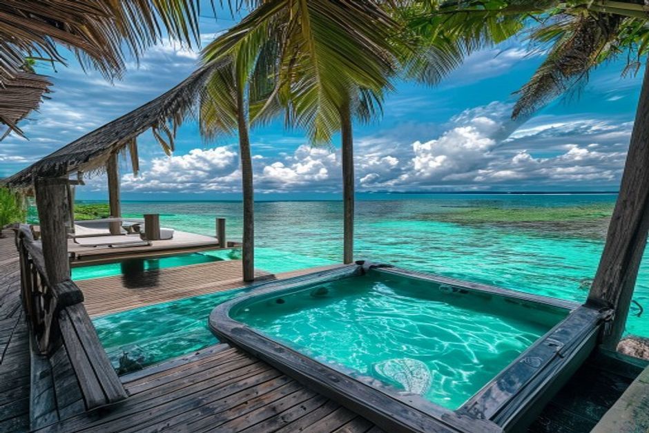 Aerial view of a Caribbean resort.
