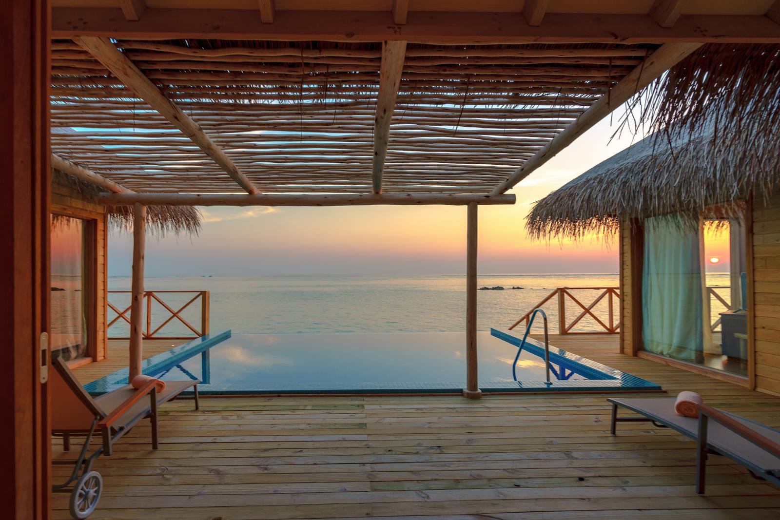 Luxury suite terrace with ocean views.