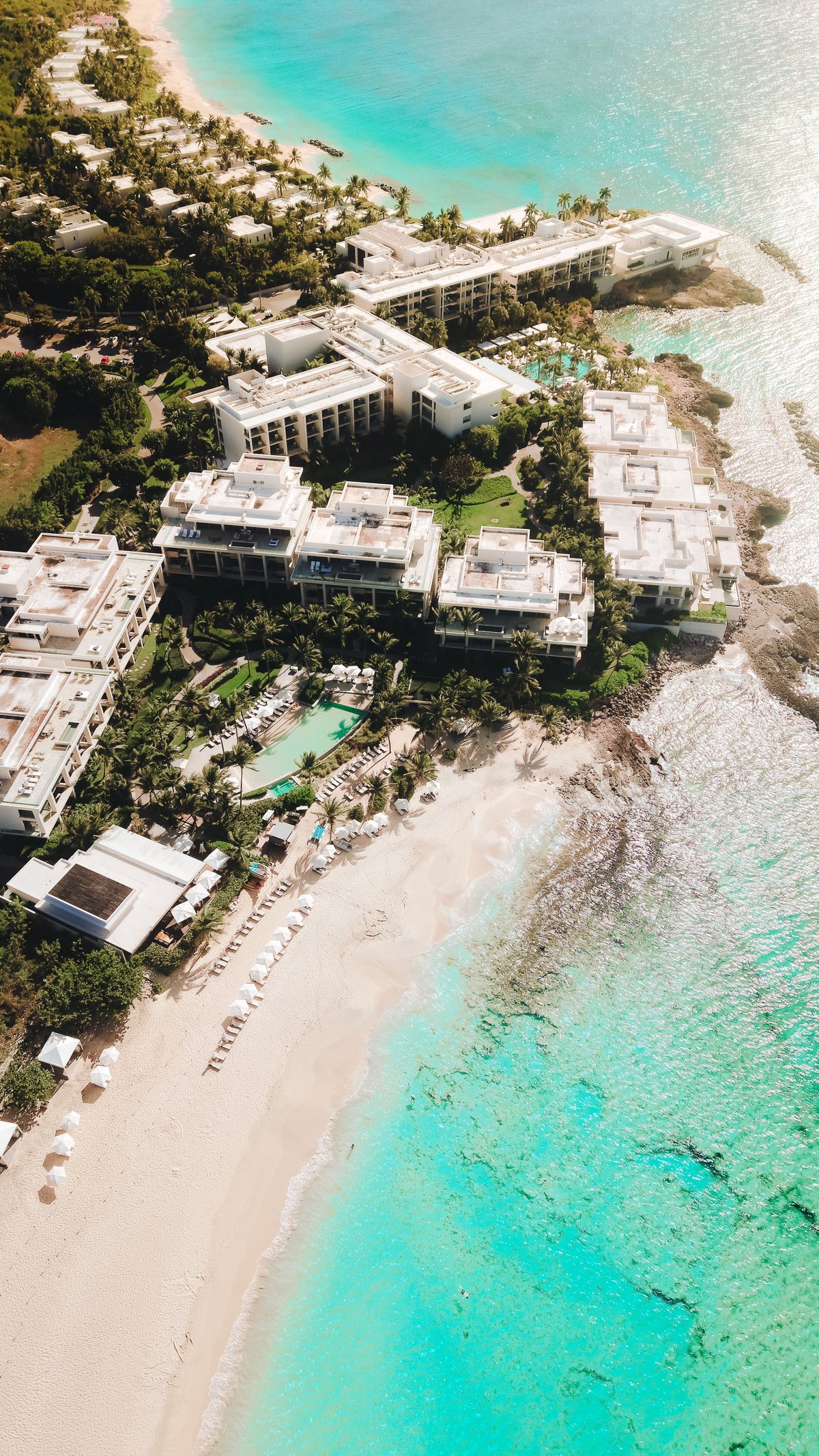 Aerial view of Rodney Bay and Pigeon Island.